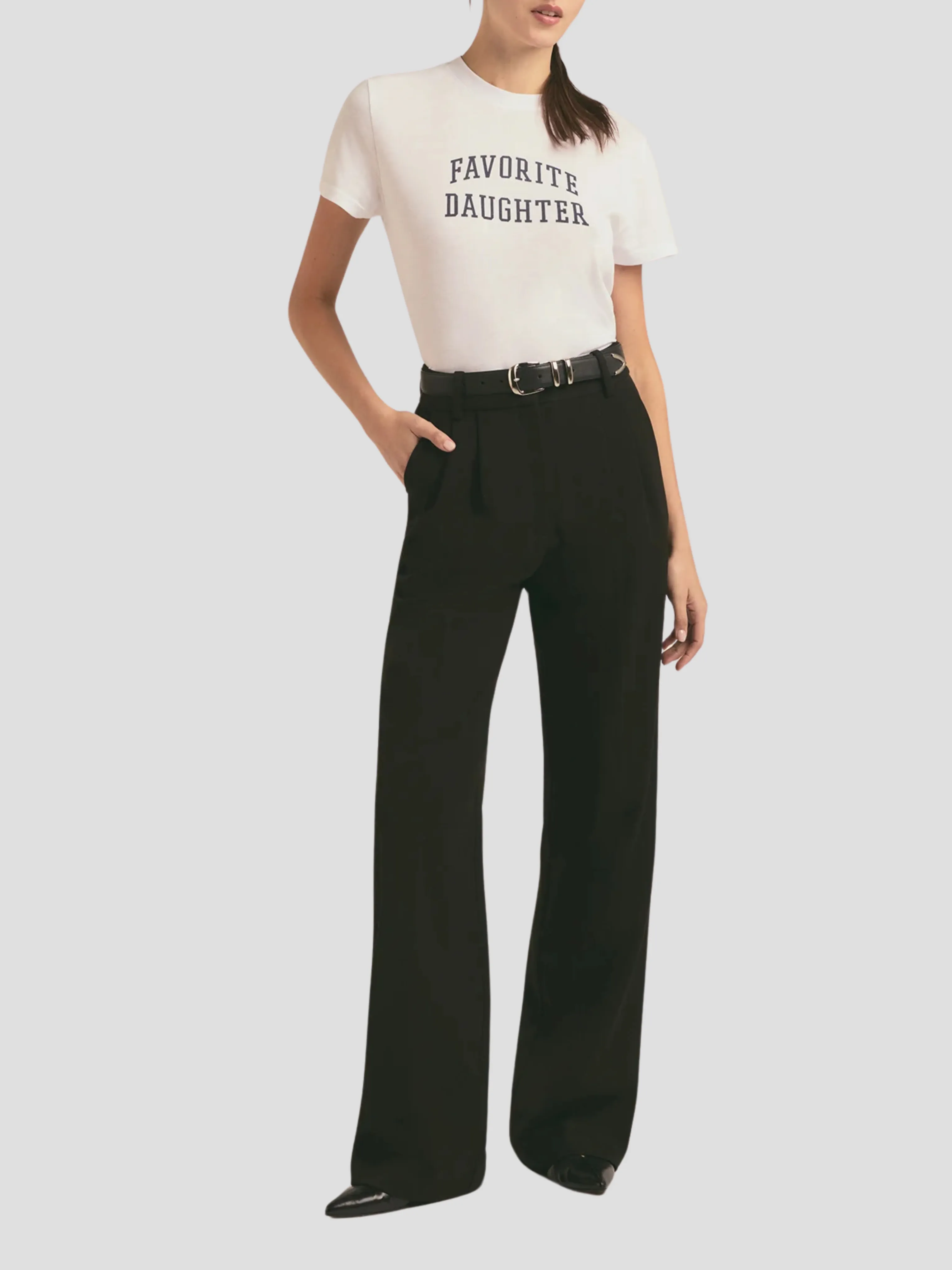 Favorite Daughter Crop Collegiate Tee in White