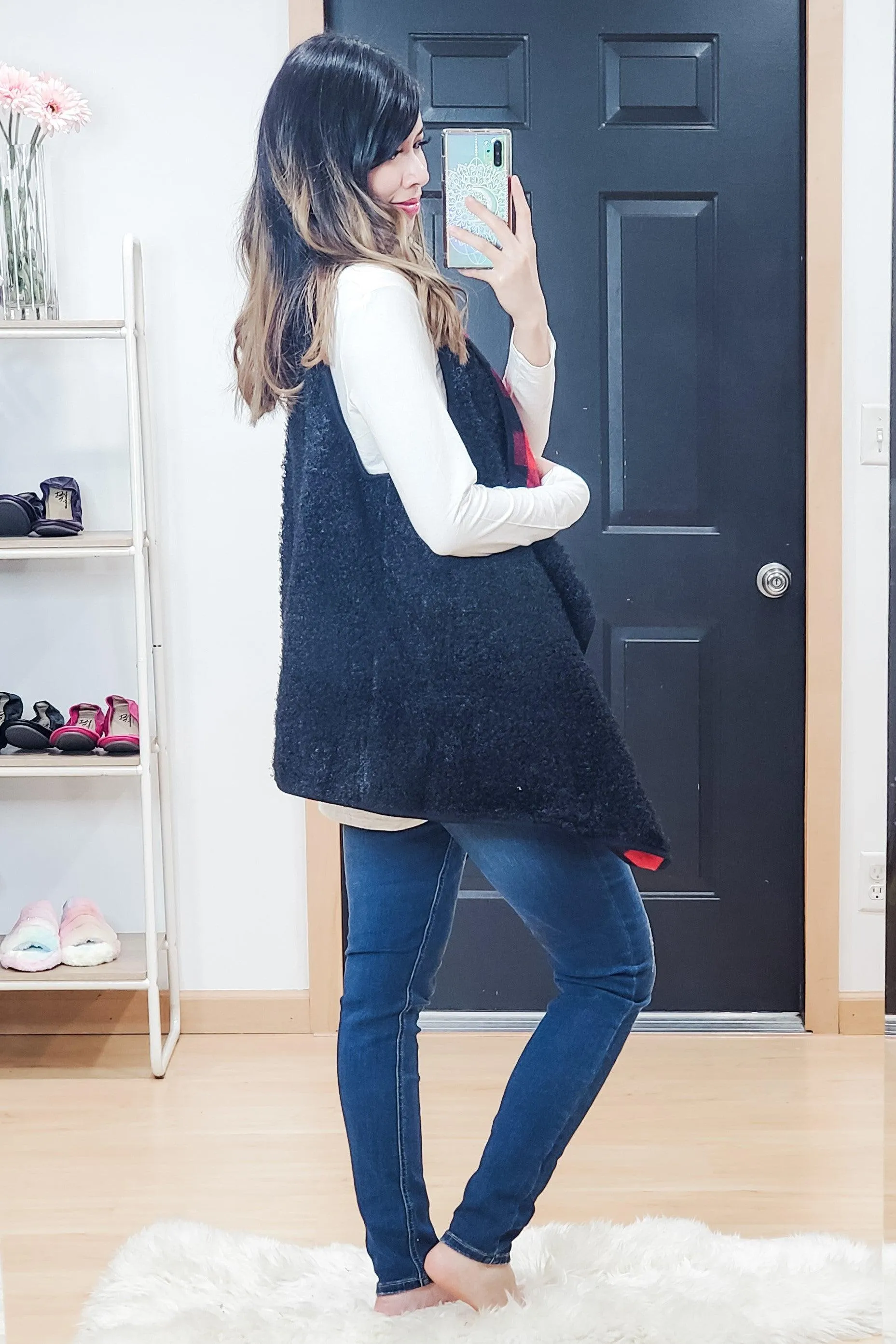 FINAL SALE -  Red Buffalo Plaid Draped Vest