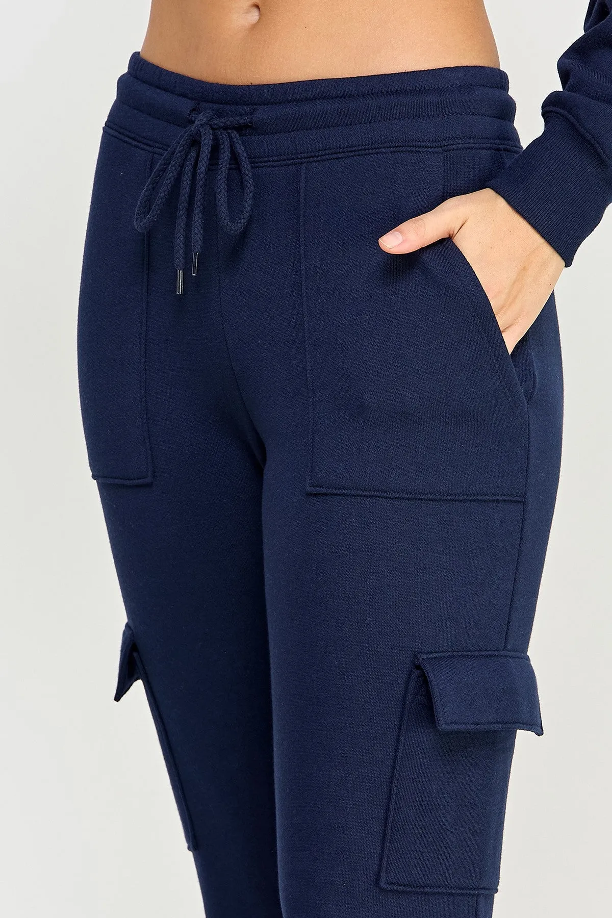 FLEECE HIGH RISE CARGO JOGGER PANTS