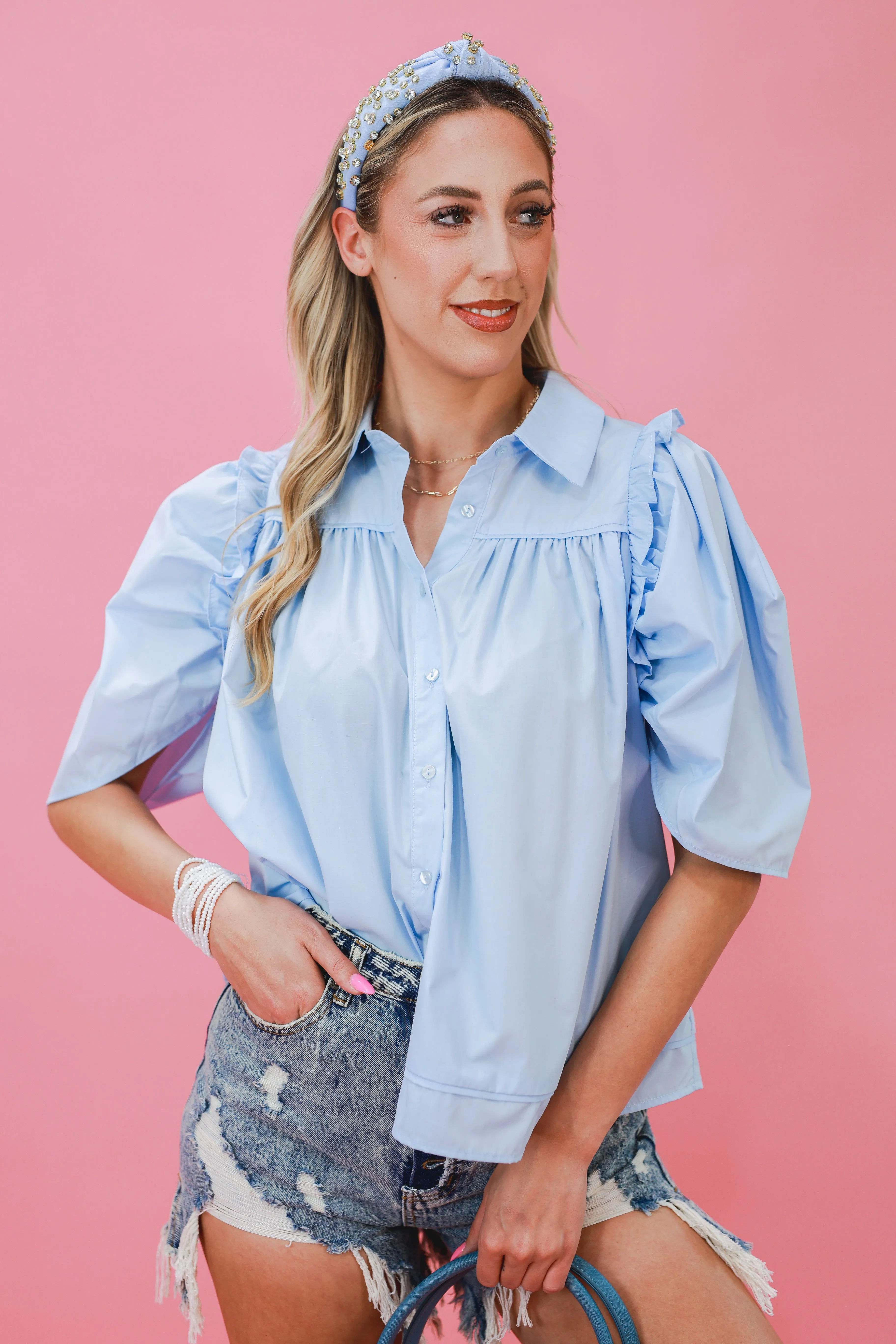 Garden Meeting Shift Top In Chambray