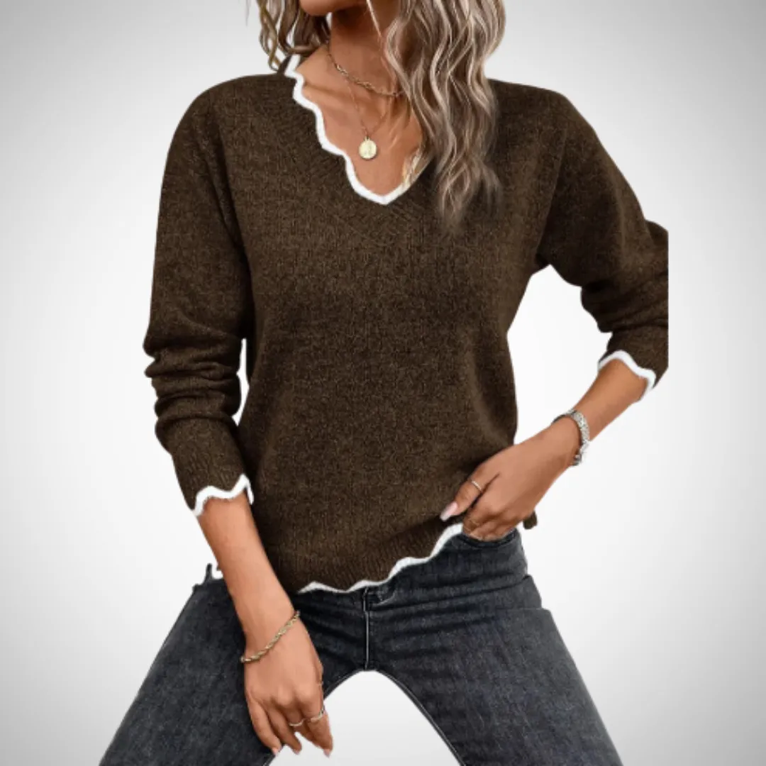 Geraldine Stylish Knitted Jumper with V-Neckline