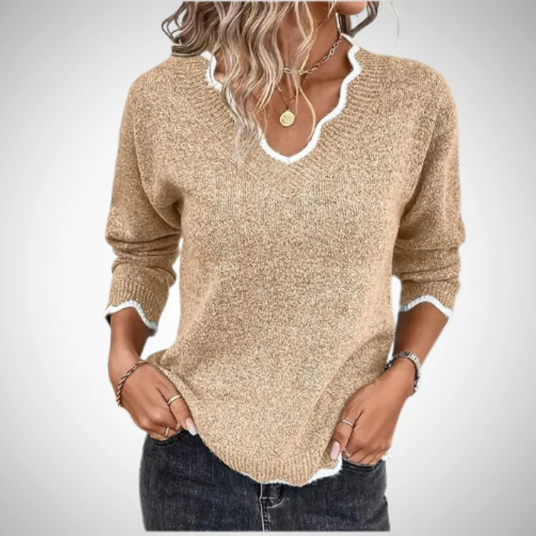 Geraldine Stylish Knitted Jumper with V-Neckline