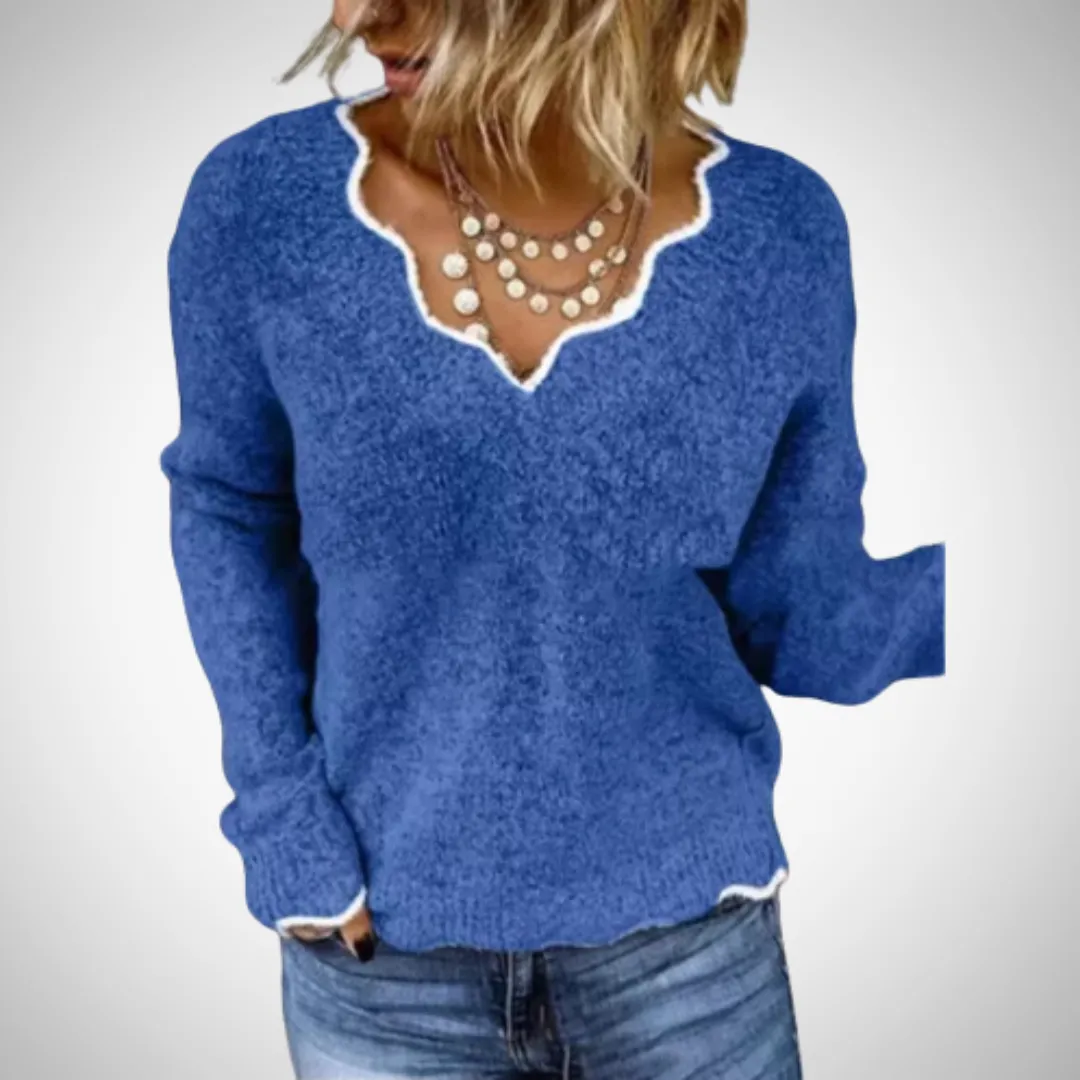 Geraldine Stylish Knitted Jumper with V-Neckline
