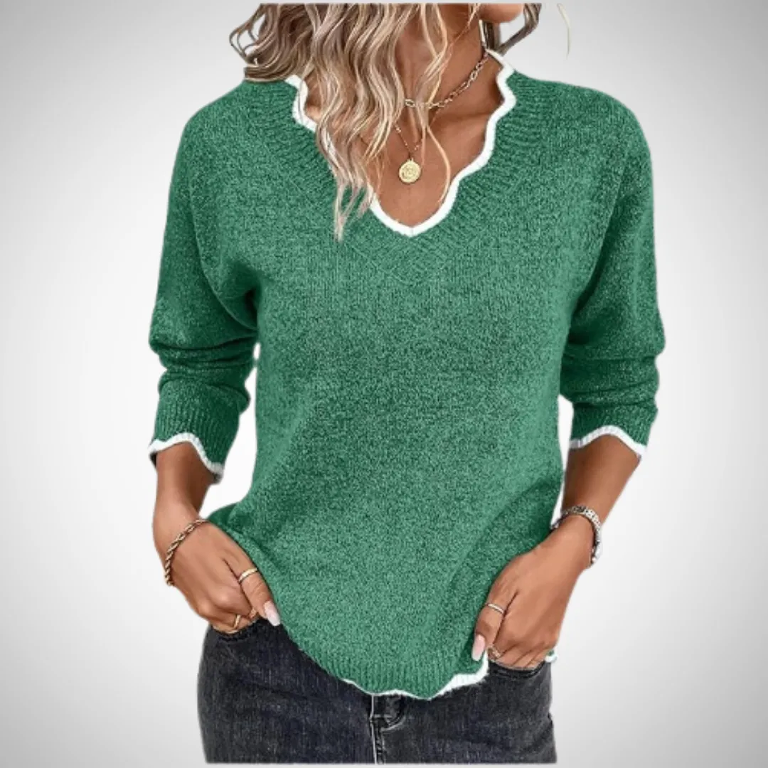 Geraldine Stylish Knitted Jumper with V-Neckline