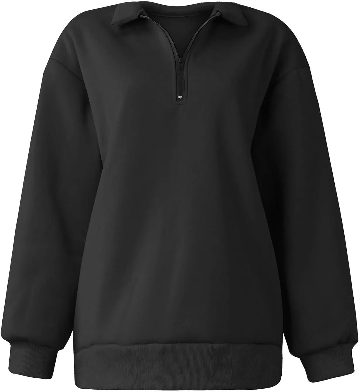 GOFULY Quarter Zip Pullover Women Fleece Fall Long Sleeve Lapel Collar Oversized Sweatshirt Drop Shoulder Shirt Winter Clothe