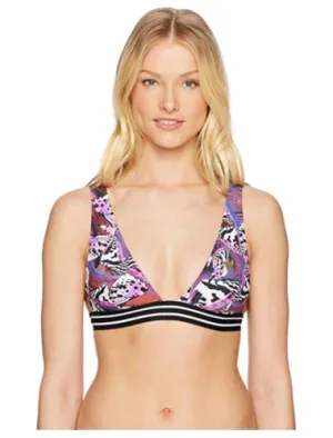 Guess Womens  Butterfly Print Triangle Bikini Top, Size Large