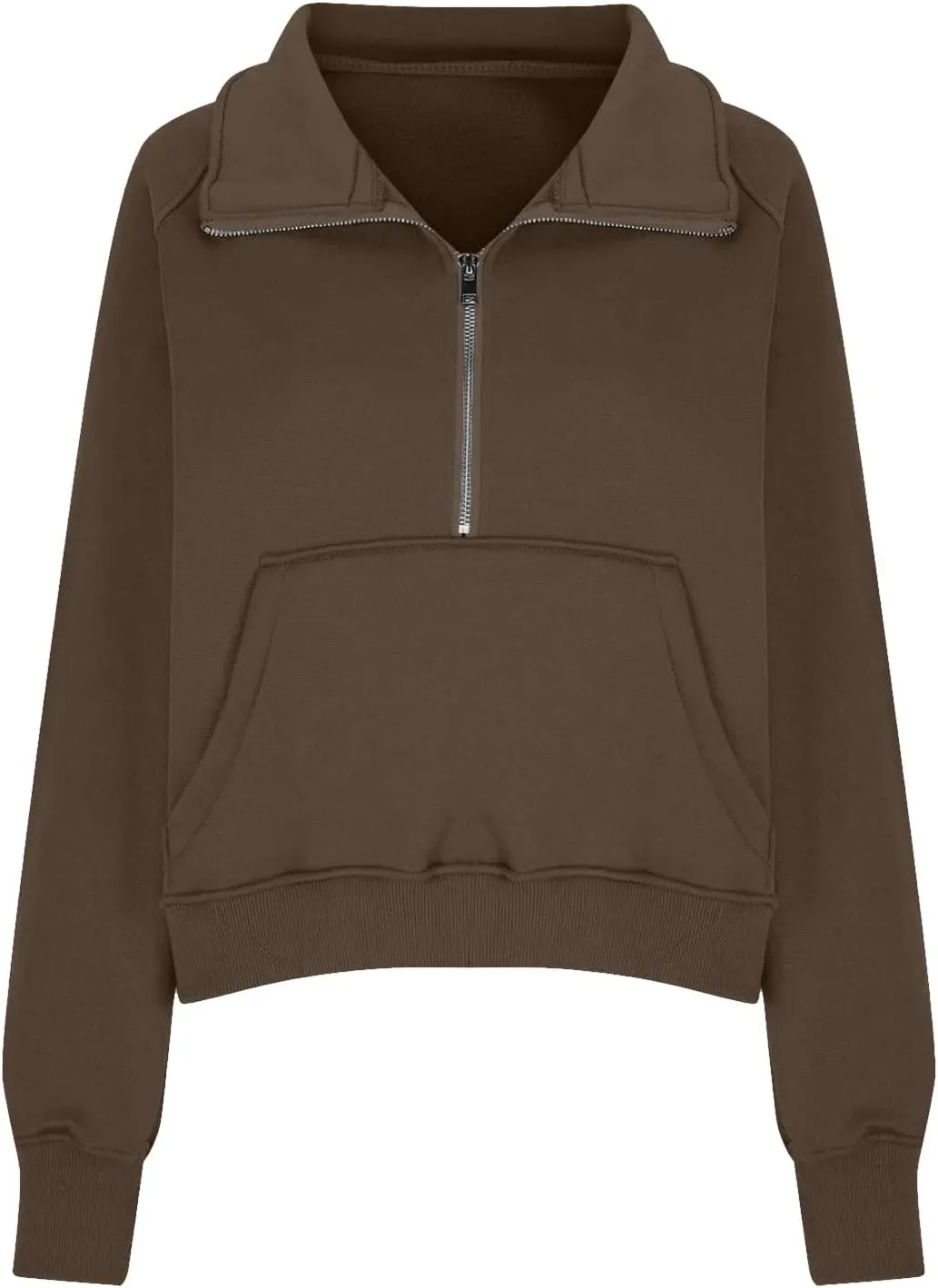 Half Zip Pullover Women Fall Fleece Oversized Sweatshirt Trendy 1/4 Zip Hoodie Y2k Cropped Sweater with Thumb Hole