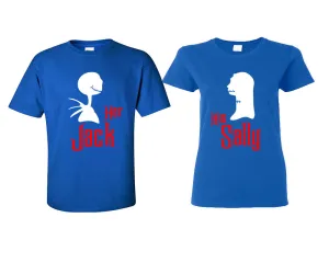 Her Jack & His Sally Couple Matching T-Shirts – Classic Cotton Tees Sold Separately in Various Sizes & Colors | Unique Heat Press Designs