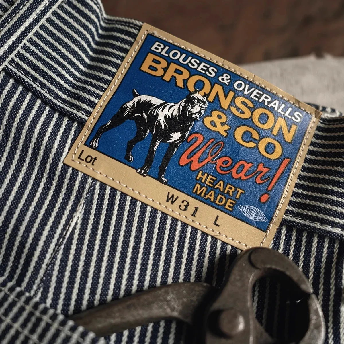 Hickory Stripe Cargo Shorts - Blue & White Denim Workwear Pant