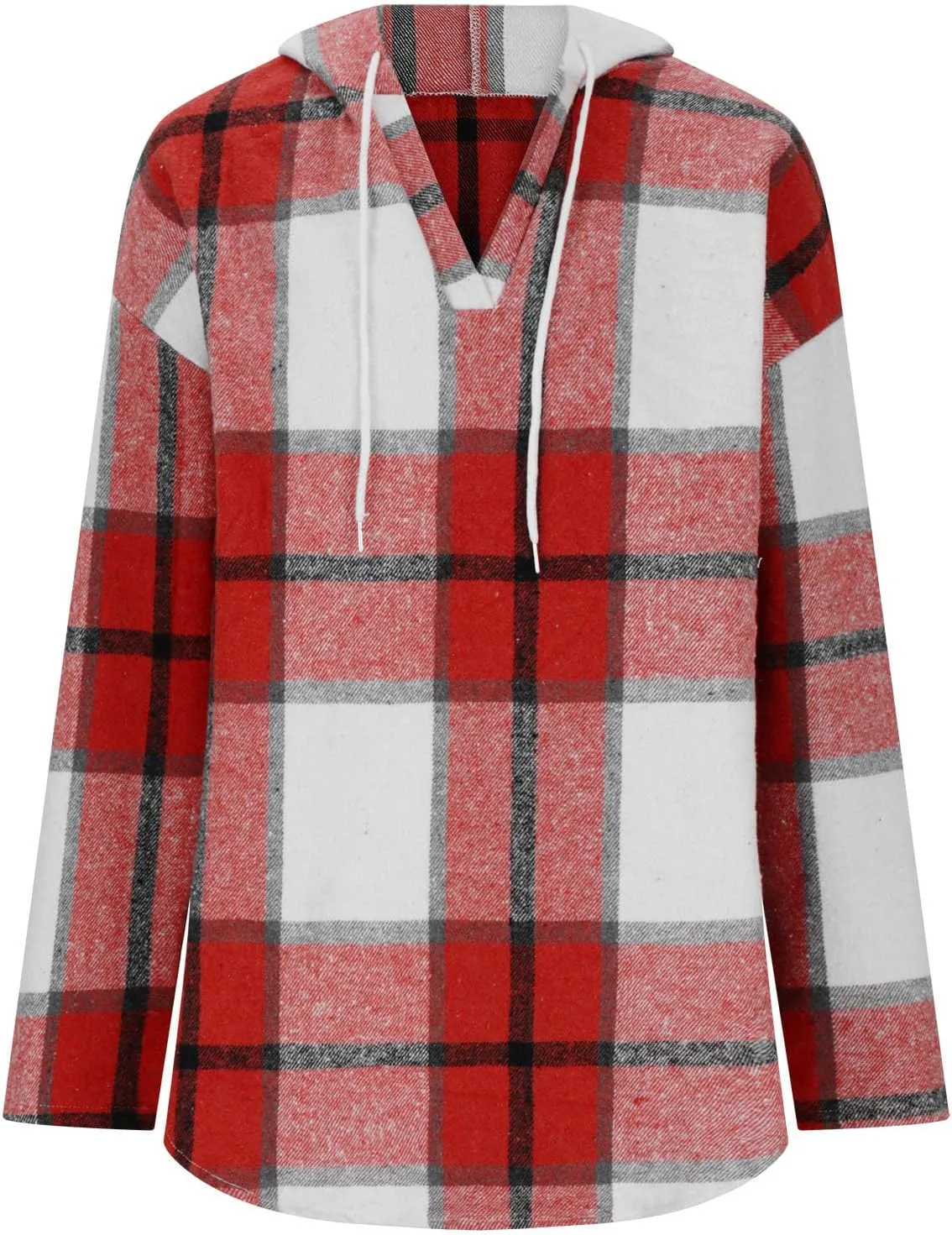 Hoodies for Women Long Sleeve Plaid Shirt Oversized Flannel Sweatshirt Dressy Casual Shirts Loose Fit Pullover Hoodie