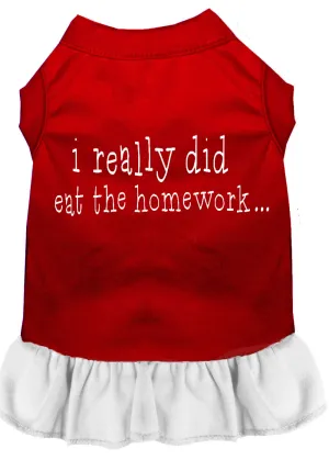 I Really Did Eat The Homework Screen Print Dress Red With White Xxxl