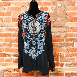 Johnny Was Johrdan Blouse in Sanded Black