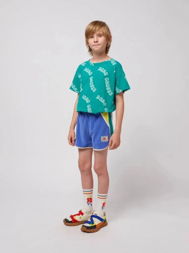 Kids Smiling Color Block Terry Cloth Shorts