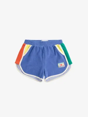 Kids Smiling Color Block Terry Cloth Shorts
