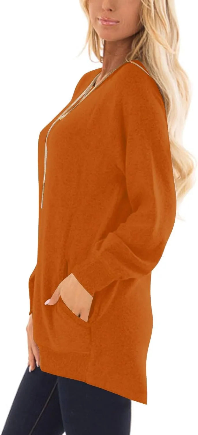 KUOTAI Womens Fall Long Sleeve T-Shirts Casual Tunic Tops for Leggings Loose Soft Blouses with Pocket