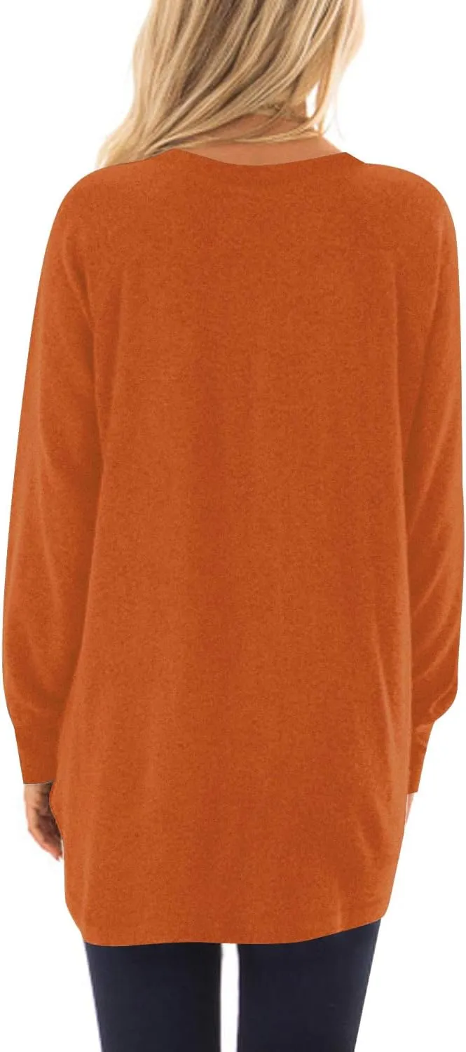 KUOTAI Womens Fall Long Sleeve T-Shirts Casual Tunic Tops for Leggings Loose Soft Blouses with Pocket