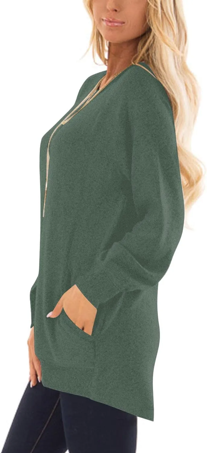 KUOTAI Womens Fall Long Sleeve T-Shirts Casual Tunic Tops for Leggings Loose Soft Blouses with Pocket