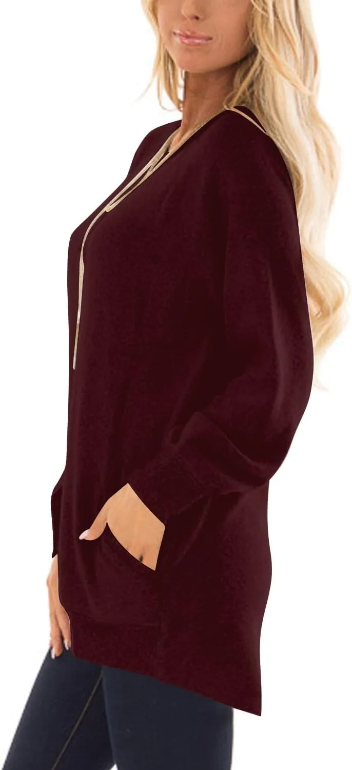 KUOTAI Womens Fall Long Sleeve T-Shirts Casual Tunic Tops for Leggings Loose Soft Blouses with Pocket