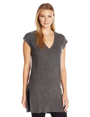 Lark & Ro Women's Cashmere V-Neck Tunic Vest, Charcoal, Small