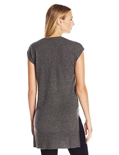 Lark & Ro Women's Cashmere V-Neck Tunic Vest, Charcoal, Small