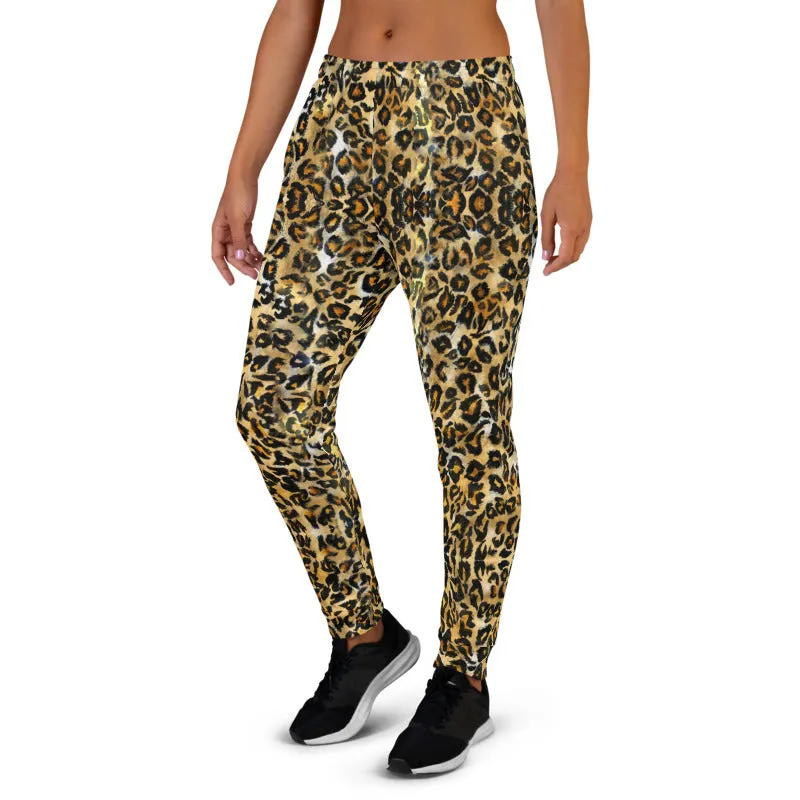 Leopard Animal Print Women's Joggers, Skinny Animal Print Ladies Sweatpants-Made in EU