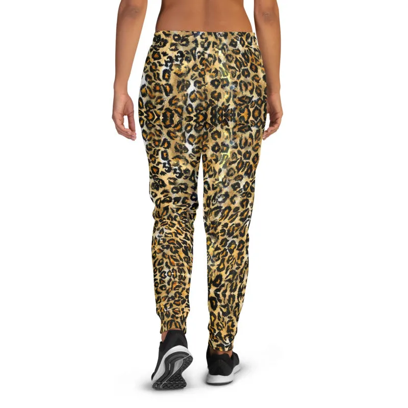 Leopard Animal Print Women's Joggers, Skinny Animal Print Ladies Sweatpants-Made in EU