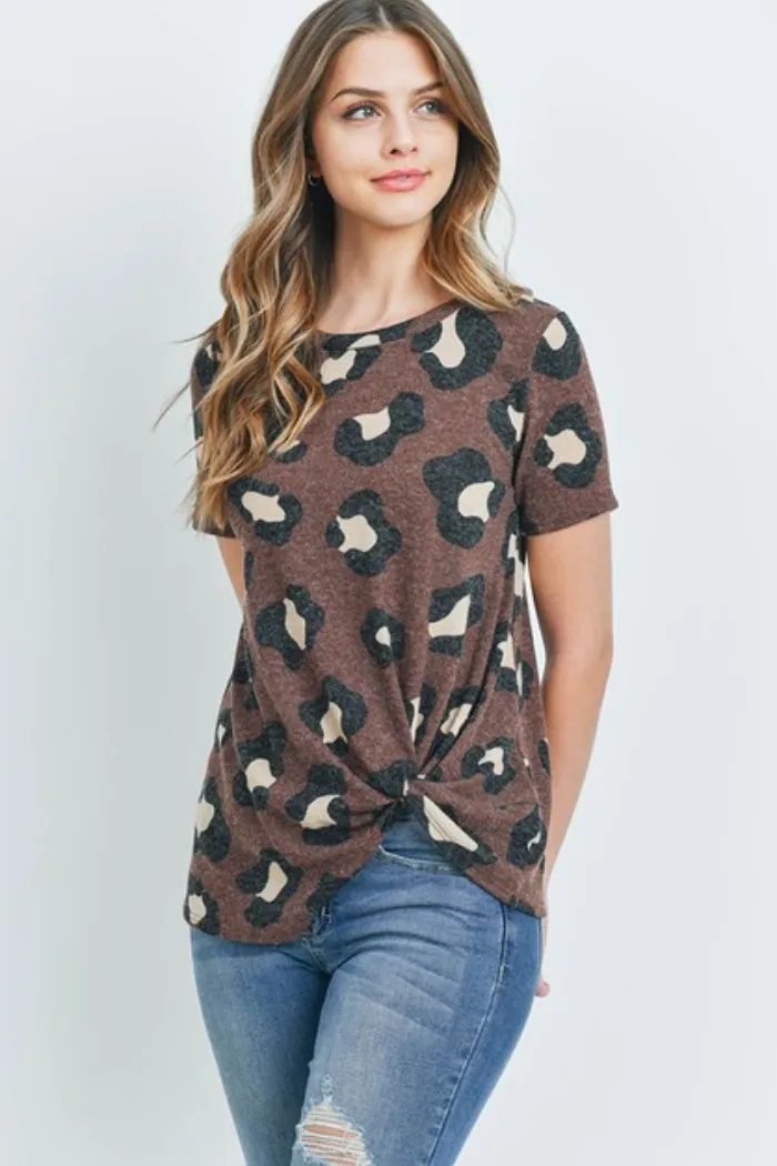 Leopard short sleeved tie knot
