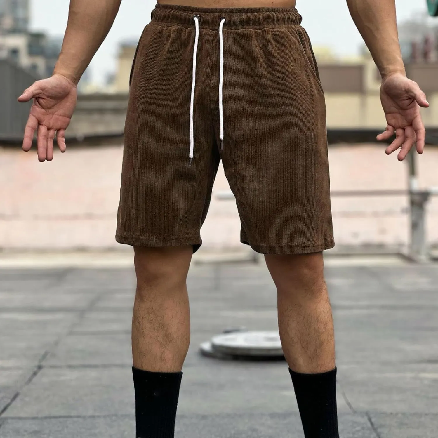 Lightweight Summer Sweat Shorts for Men Casual Stretchy Waist Drawstring Short Joggers Slim Fit Gym Workout Short with Pocket