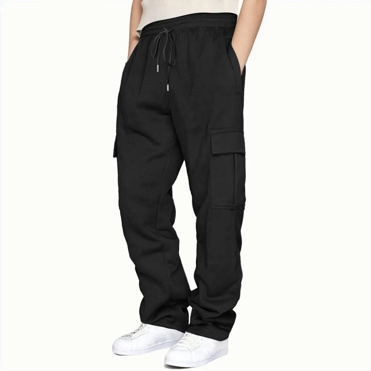 Linen Pants for Men Solid Color Casual Zipper Pocket Colorblock Loose Comfy Sweatpants Trousers for Men Green