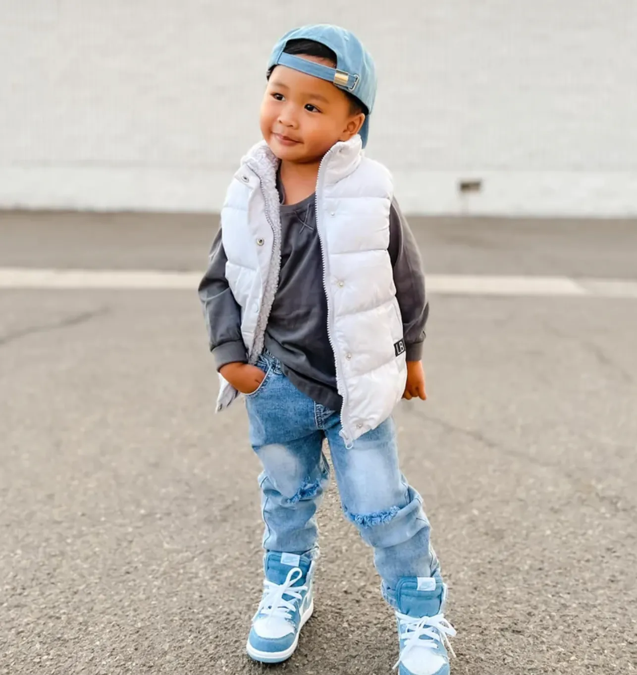 Little Bipsy - Sherpa Lined Puffer Vest in Ice