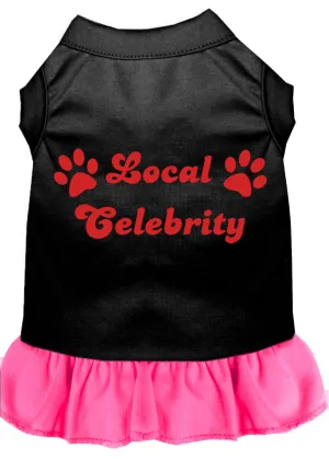 Local Celebrity Screen Print Dress Black With Bright Pink Xxxl