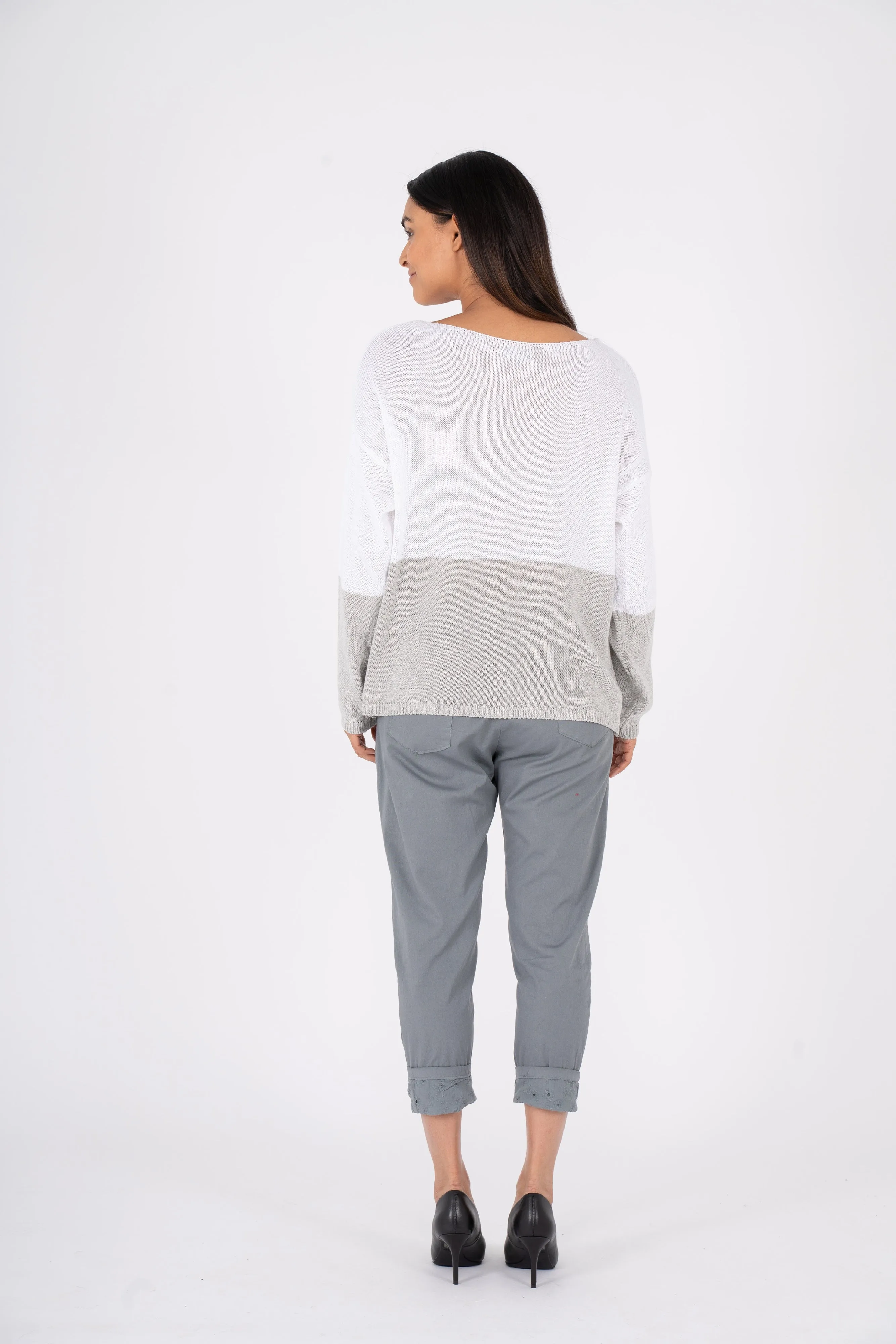 M Made in Italy  Ladies Knitted Sweater  Grey Combo