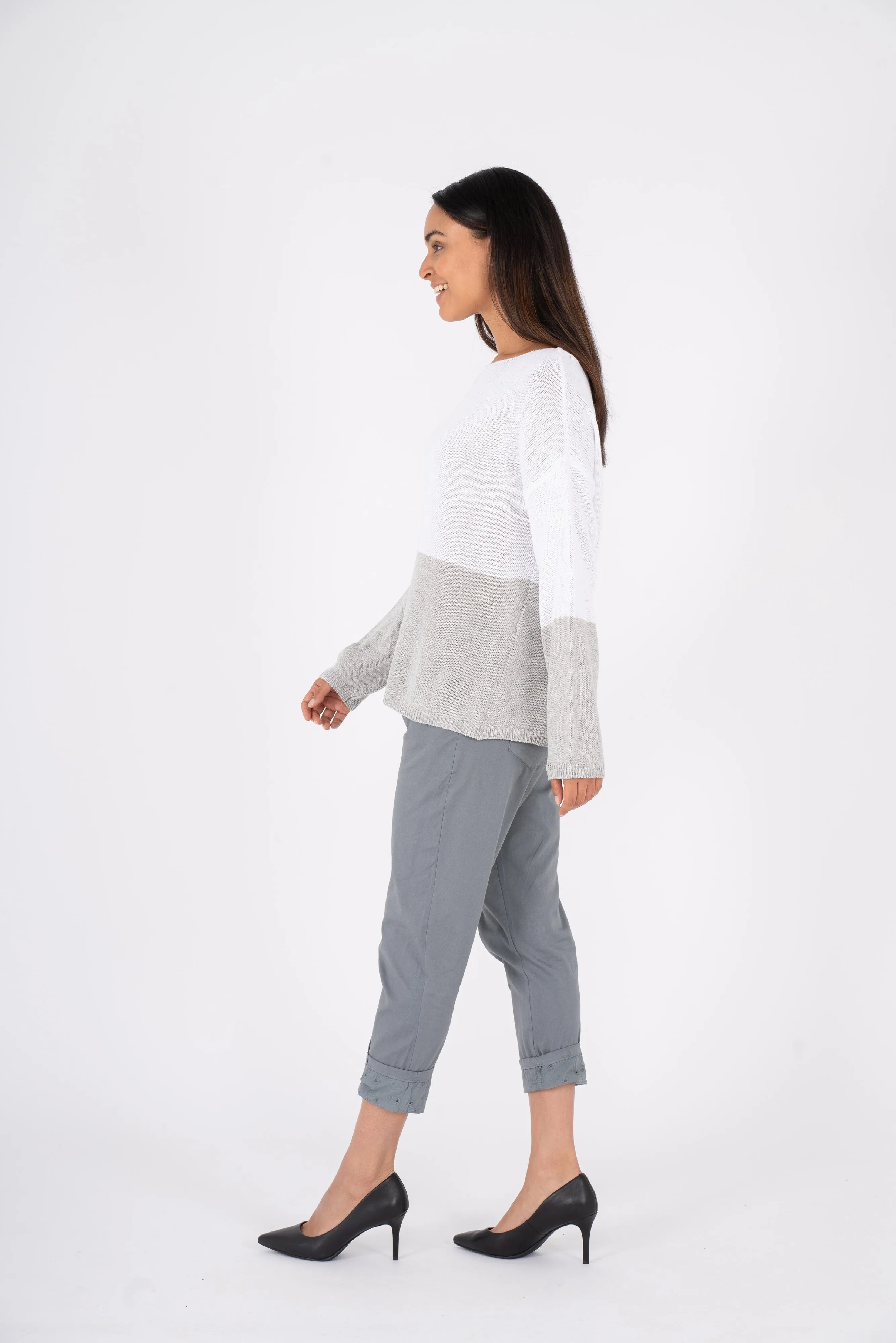 M Made in Italy  Ladies Knitted Sweater  Grey Combo