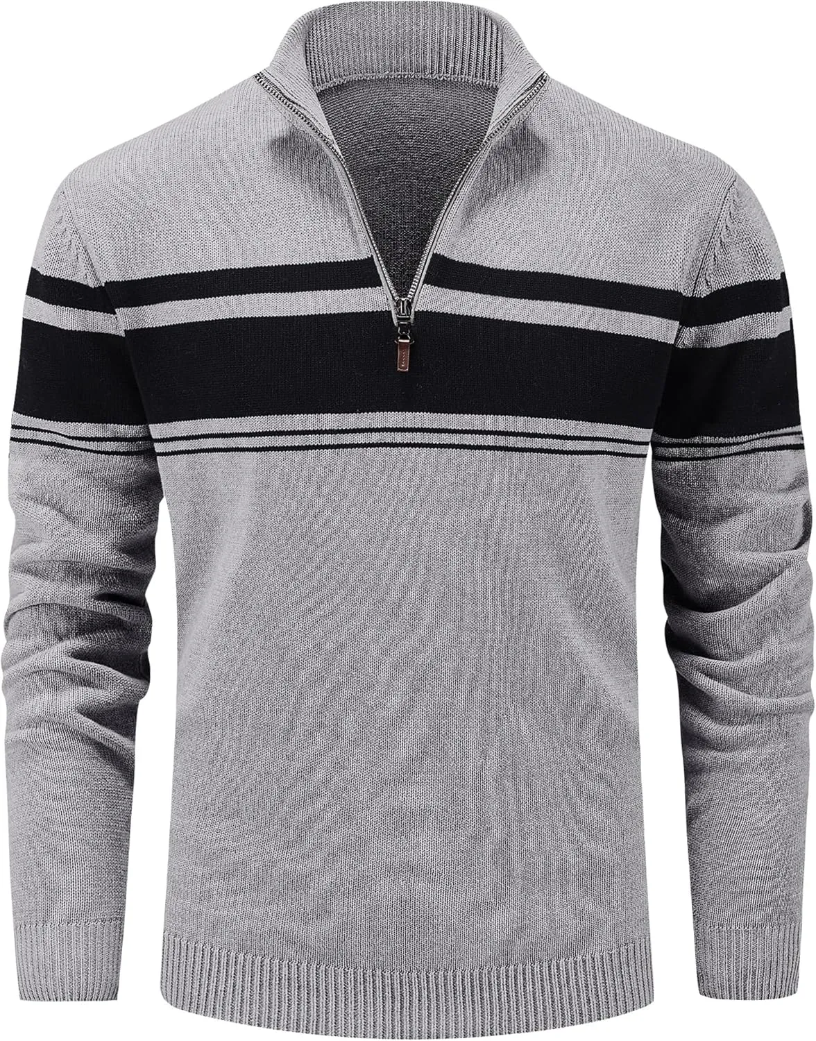 MAGCOMSEN Men's Sweaters 1/4 Zip Cotton Sweater Pullover Polo Sweaters Striped Fall Winter Warm Sweatshirts