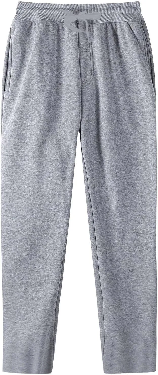 Men's Baggy Sweatpants Fleece Straight Leg Joggers, Workout Casual Pant Loose Athletic Trousers Elastic Waist Pockets