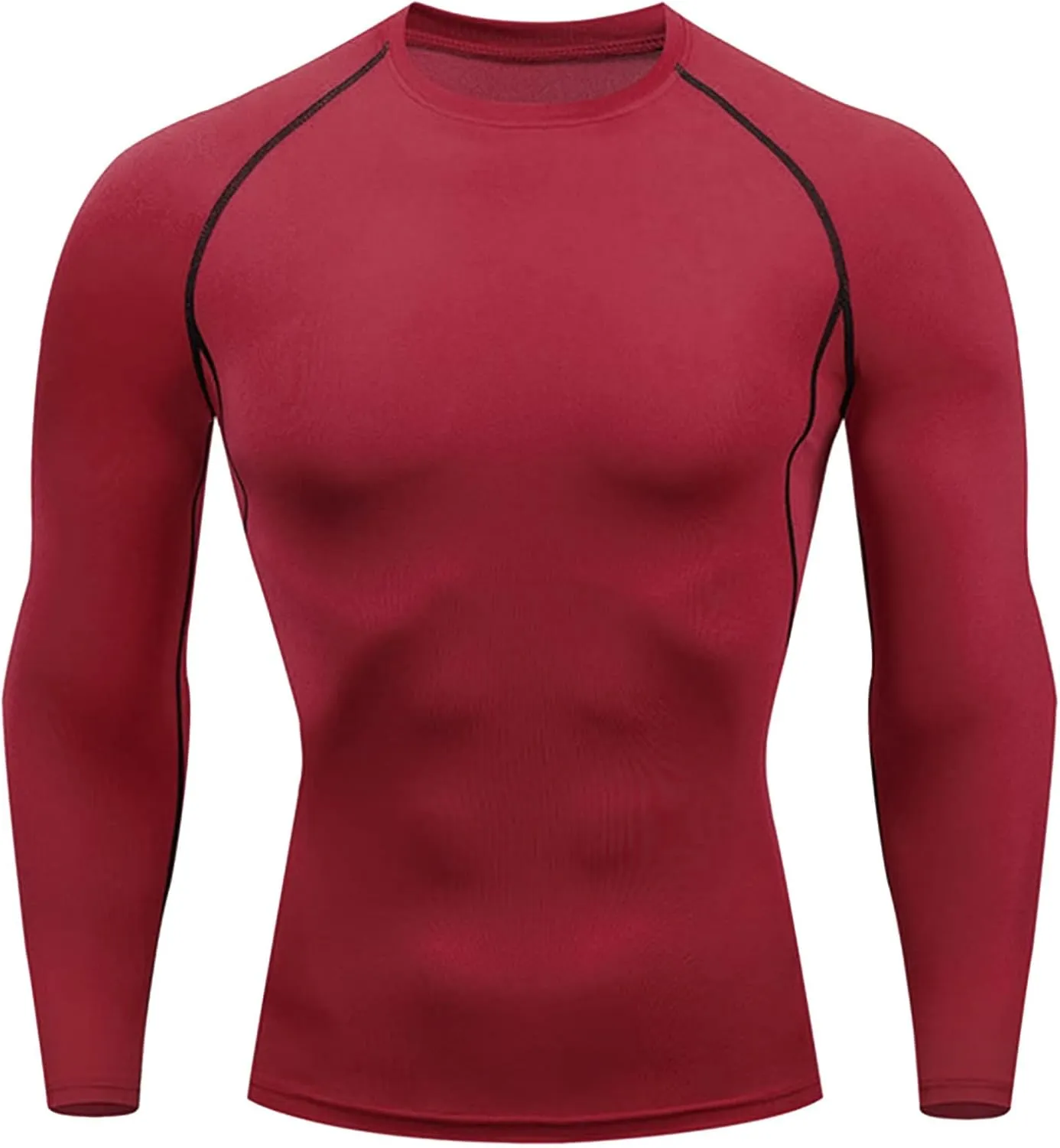 Mens Compression Shirt Long Sleeve Slim Fit Workout T Shirts Athletic Undershirt Dry Fit Sports Tight Cooling Gym Tops