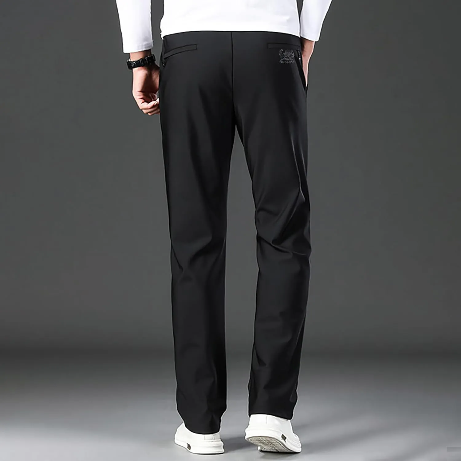 Men's Cozy Relaxed Fit Sweatpant Baggy Stylish Drawstring Elastic Waist Chino Pant Hiking Work Straight Fit Trousers