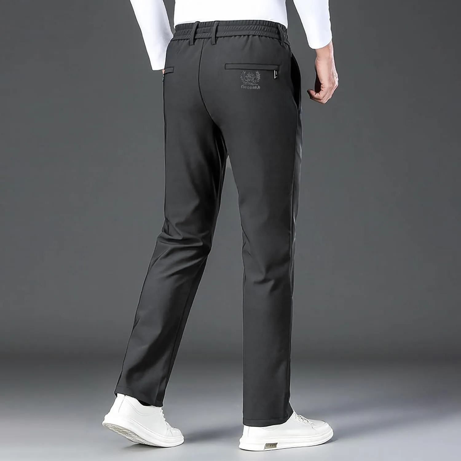 Men's Cozy Relaxed Fit Sweatpant Baggy Stylish Drawstring Elastic Waist Chino Pant Hiking Work Straight Fit Trousers