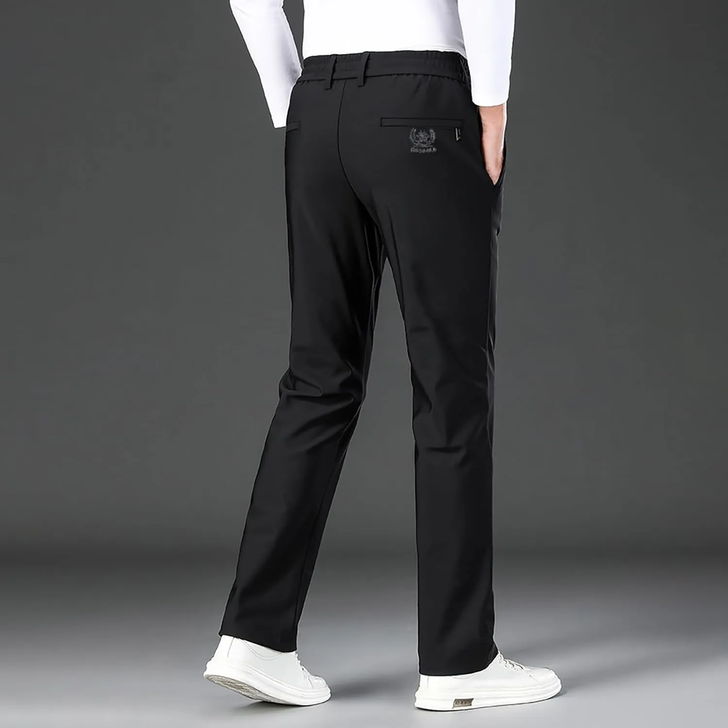 Men's Cozy Relaxed Fit Sweatpant Baggy Stylish Drawstring Elastic Waist Chino Pant Hiking Work Straight Fit Trousers
