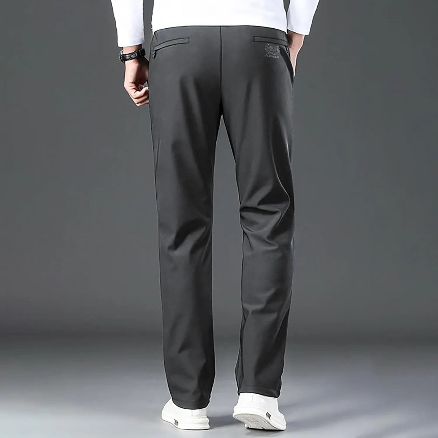 Men's Cozy Relaxed Fit Sweatpant Baggy Stylish Drawstring Elastic Waist Chino Pant Hiking Work Straight Fit Trousers