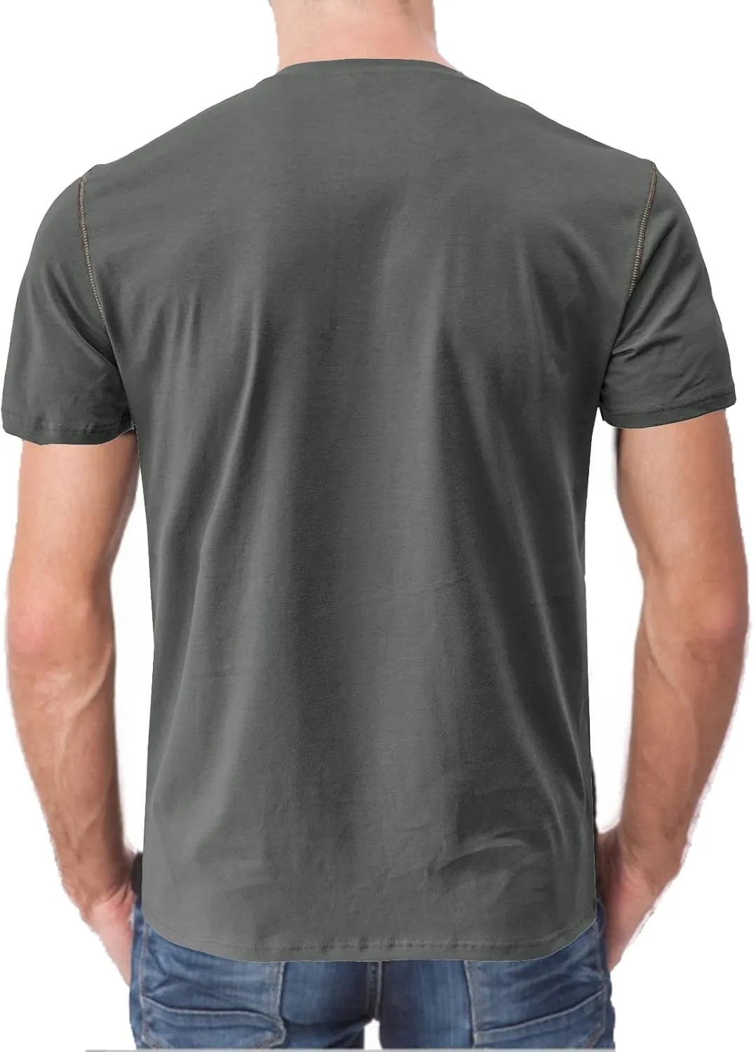 Mens Henley Shirts Short Sleeve Summer Tops, Men's Casual Classic Tees Cotton T Shirt with Front Pocket for Men