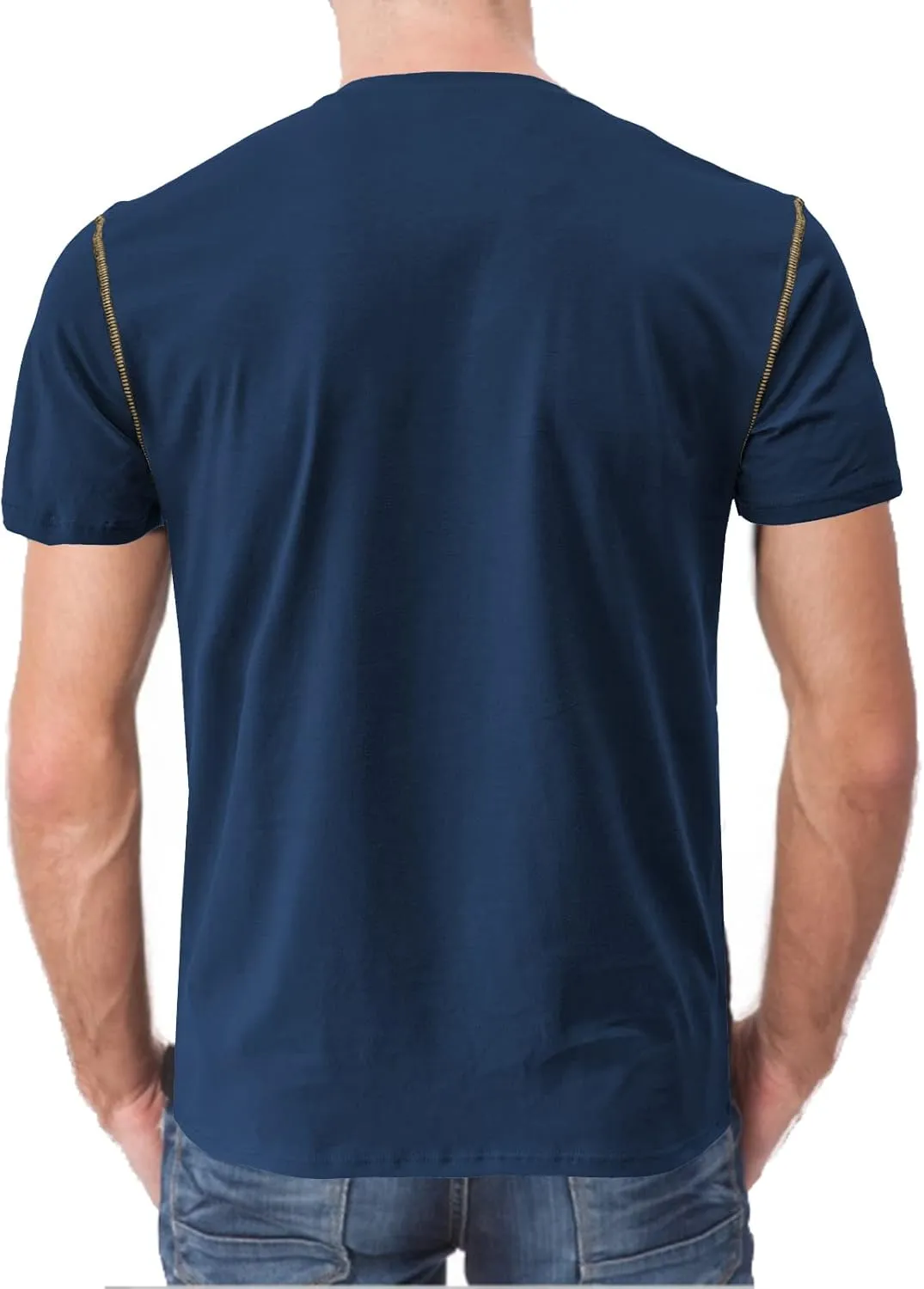 Mens Henley Shirts Short Sleeve Summer Tops, Men's Casual Classic Tees Cotton T Shirt with Front Pocket for Men