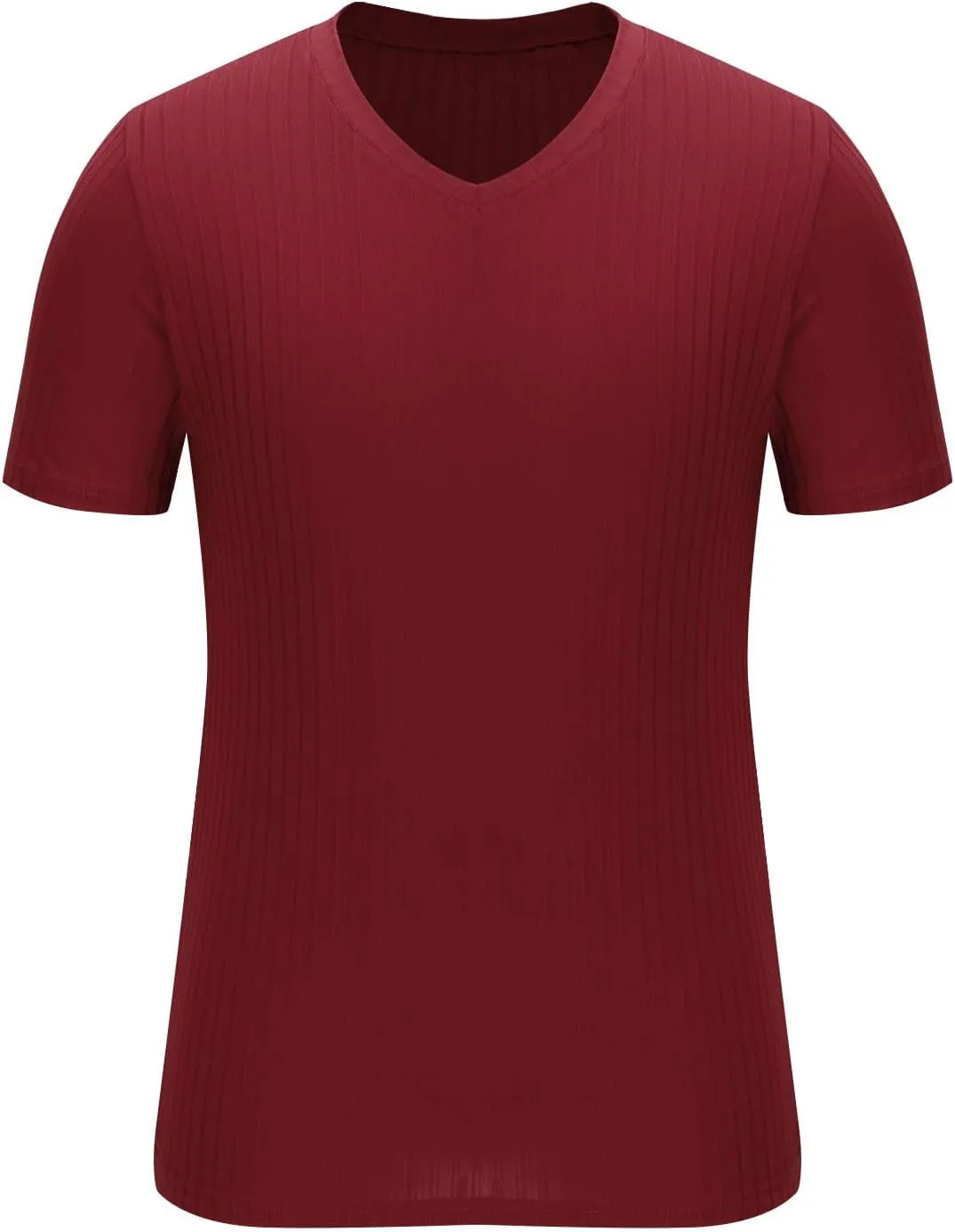 Mens Knit T Shirts Slim Fit Casual V Neck Short Sleeve Men Fashion Ribbed Knit Vintage Sweater Tee Pullover Shirts