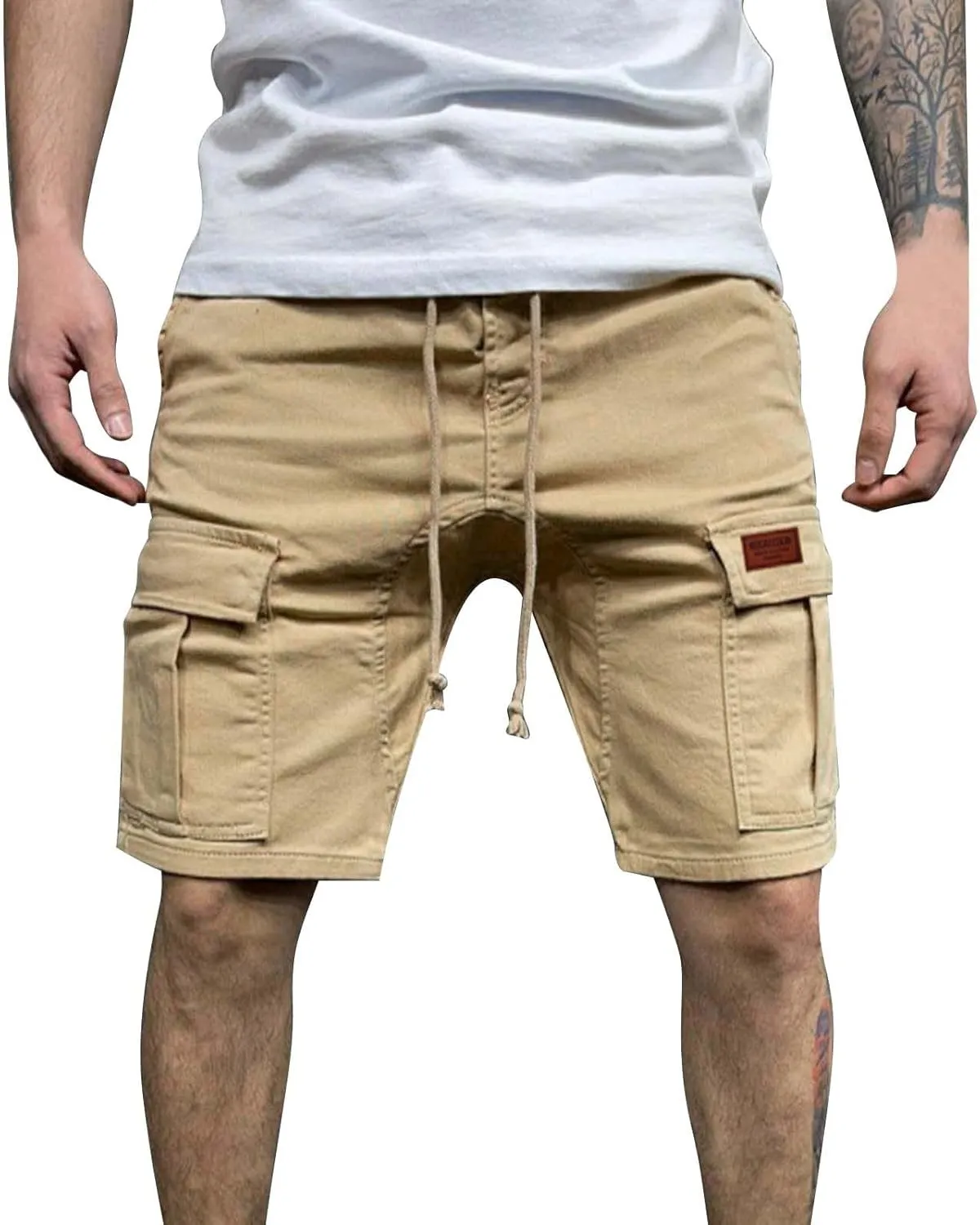 Mens Shorts 7 Inch Slim Fit Cargo Shorts Cotton Work Shorts Multi Pocket Casual Comfort Flex Waistband Shorts