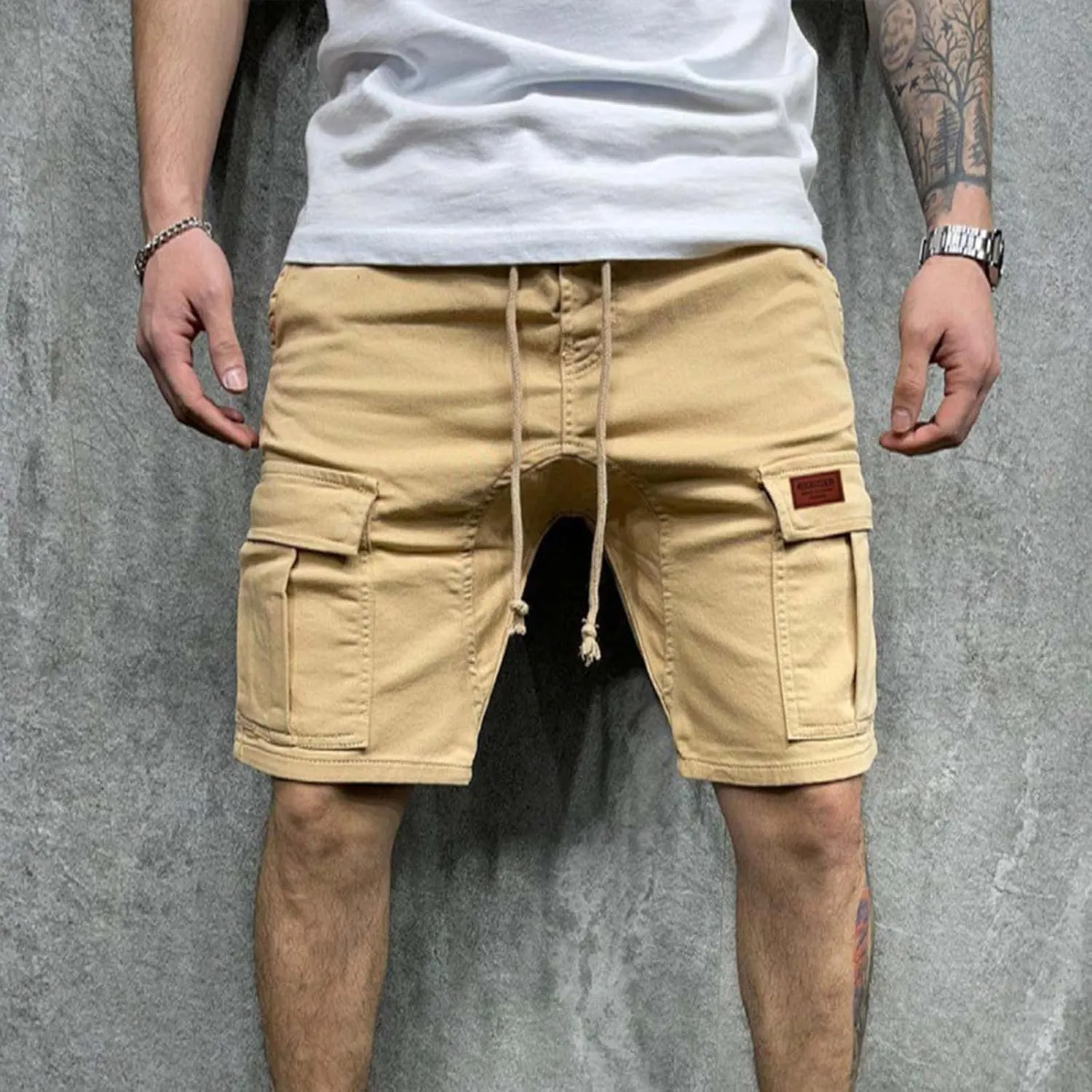 Mens Shorts 7 Inch Slim Fit Cargo Shorts Cotton Work Shorts Multi Pocket Casual Comfort Flex Waistband Shorts
