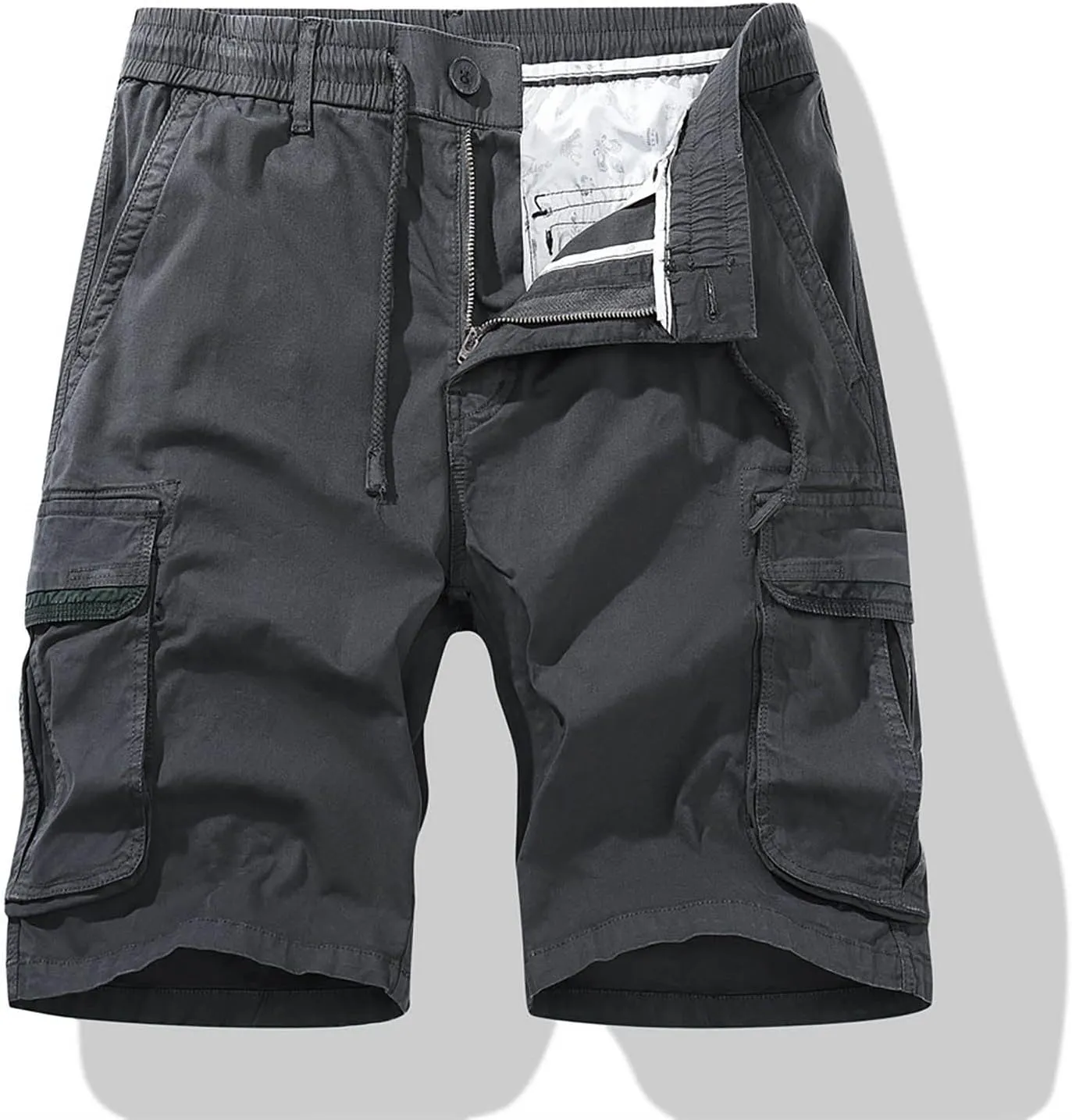 Mens Shorts 7 Inch Slim Fit Casual Twill Cargo Shorts Cotton Drawstring Classic Stretch Hiking Tactical Shorts