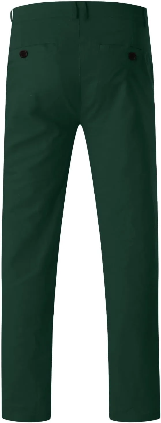 Men's Skinny Fit Dress Pants Flat Front Casual Smart Trousers Trendy Business Work Chino Pants with Pockets Plus Size