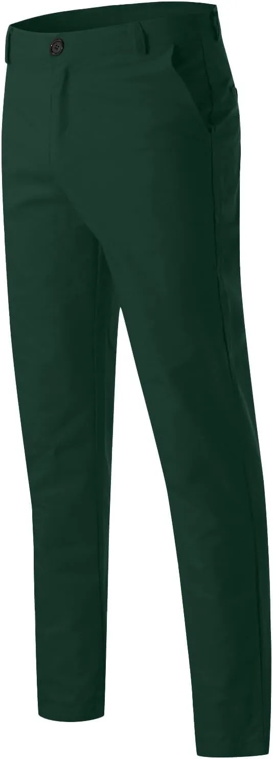 Men's Skinny Fit Dress Pants Flat Front Casual Smart Trousers Trendy Business Work Chino Pants with Pockets Plus Size