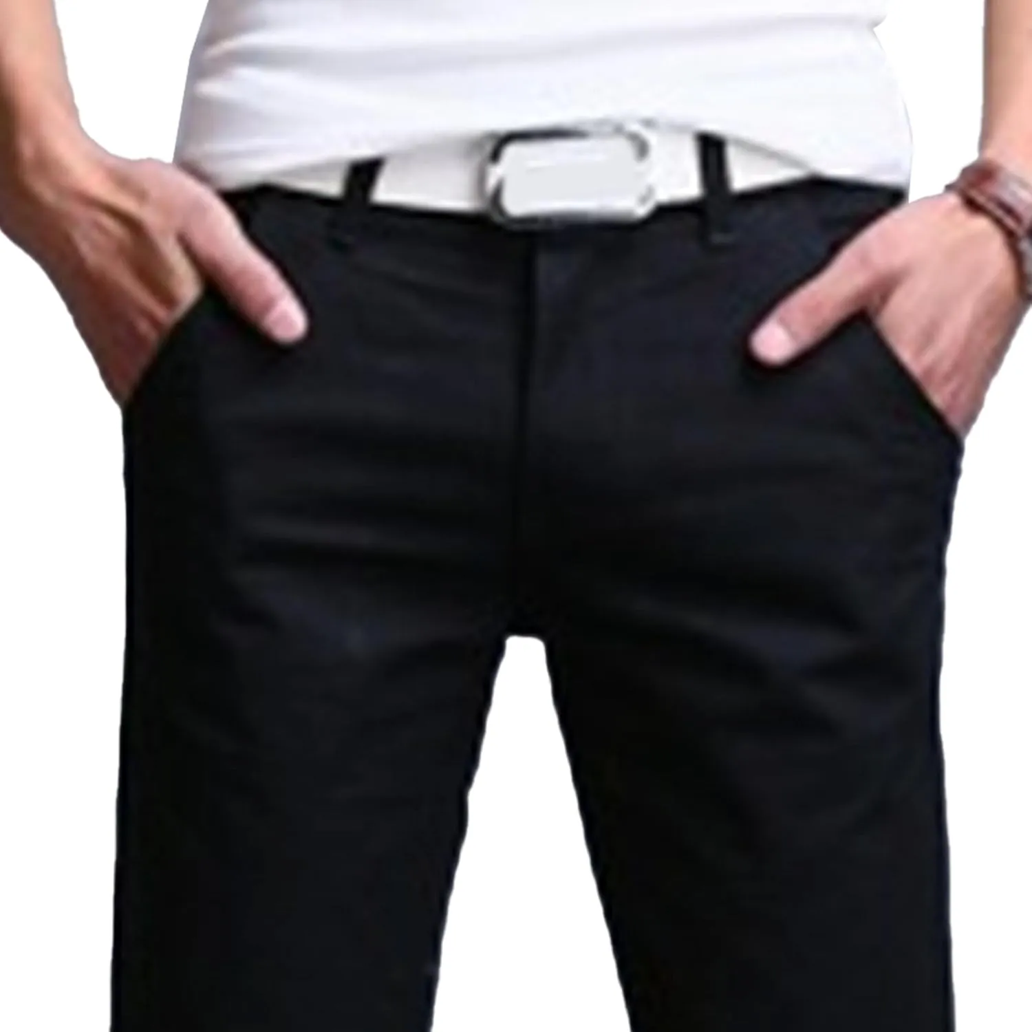 Men's Straight Leg Stretch Outdoor Pants Lightweight Slim Fit Hiking Trousers Business Classic Summer Pants
