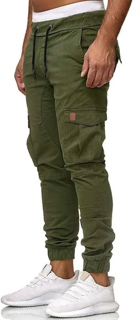 Mens Sweatpants with Pockets Casual Straight-Leg Trousers Mens Heavyweight Cargo Fleece Sweatpants Stretch Elastic
